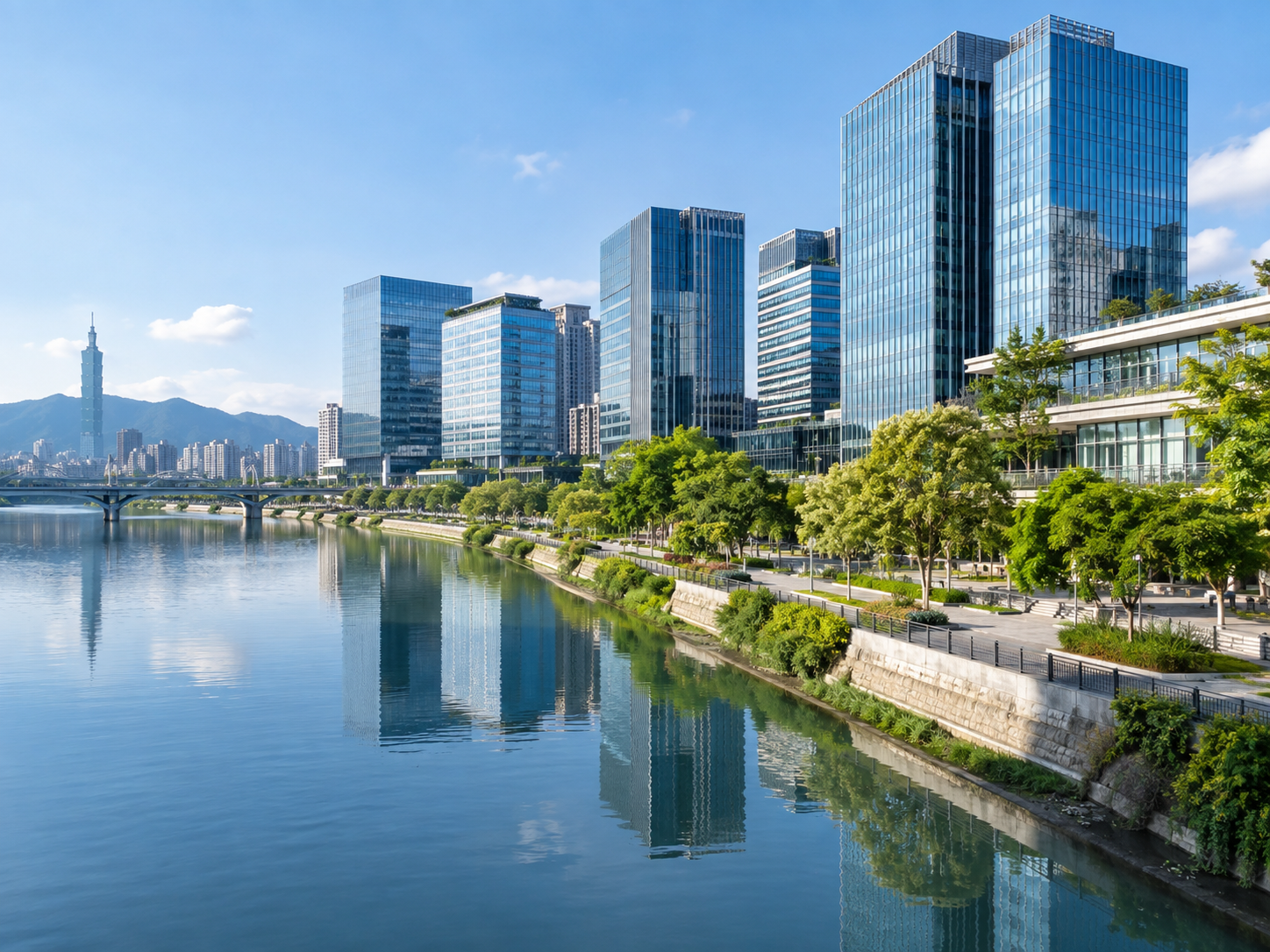 河岸商辦園區與綠地景觀